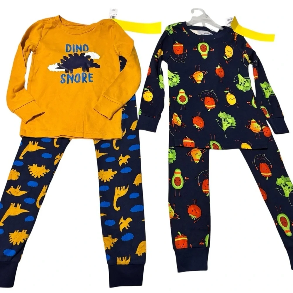Old Navy Dino Snore Pajama Set - Yellow and Navy